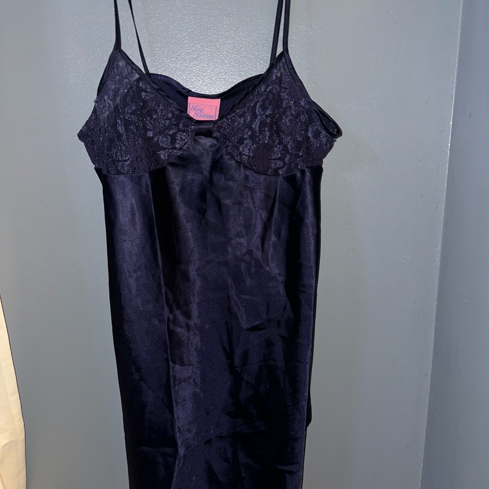 Elegant Indigo Lace Slip Dress